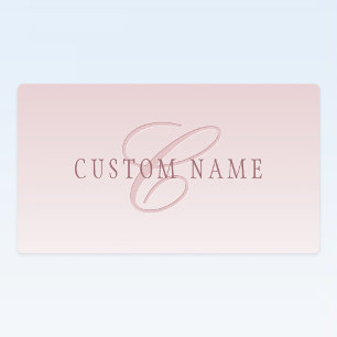 Elegante Schrift und Monogramm   Rose Ombre Etiketten