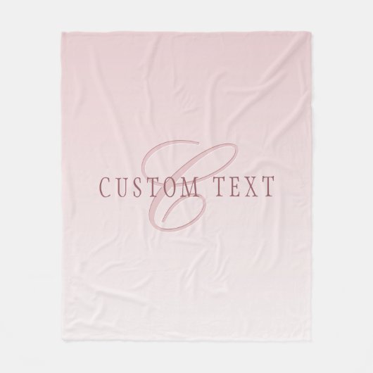 Elegante Schrift und Monogramm | Rose Ombre Fleecedecke (Vorderseite)