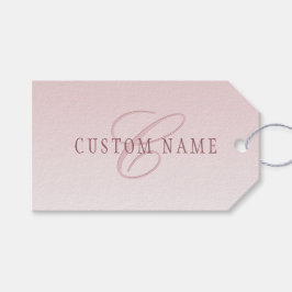 Elegante Schrift und Monogramm | Rose Ombre Geschenkanhänger