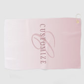 Elegante Schrift und Monogramm | Rose Ombre Golfhandtuch (Horizontal)