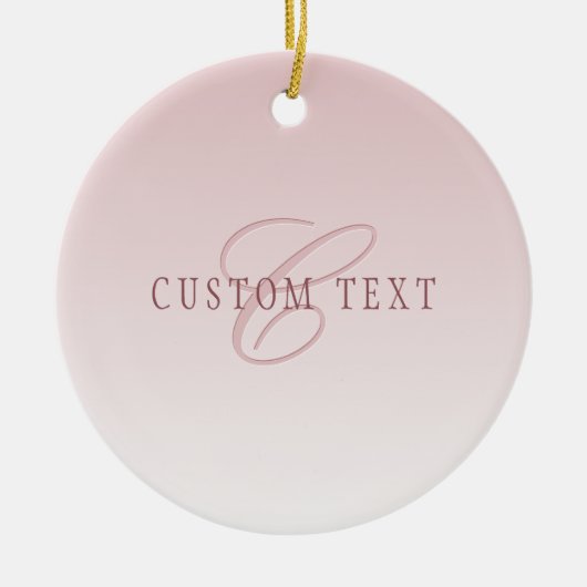 Elegante Schrift und Monogramm | Rose Ombre Keramik Ornament (Vorne)