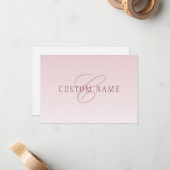 Elegante Schrift und Monogramm | Rose Ombre Mitteilungskarte (Vorderseite/Rückseite Beispiel)