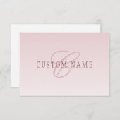Elegante Schrift und Monogramm | Rose Ombre Mitteilungskarte (Vorne/Hinten)