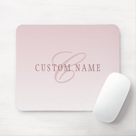 Elegante Schrift und Monogramm | Rose Ombre Mousepad (Mit Mouse)