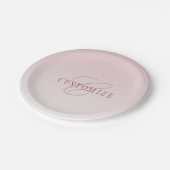 Elegante Schrift und Monogramm | Rose Ombre Pappteller (Schrägansicht)