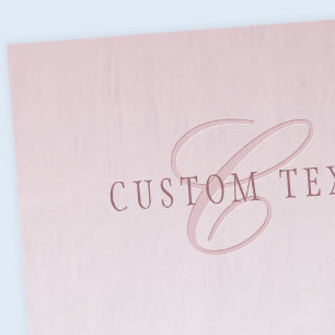Elegante Schrift und Monogramm Rose Ombre Seidenpapier