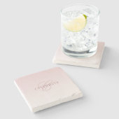 Elegante Schrift und Monogramm | Rose Ombre Steinuntersetzer (Seitenansicht)