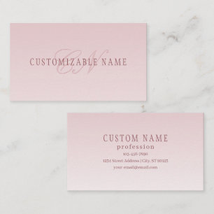 Elegante Schrift und Monogramm Rose Ombre Visitenkarte