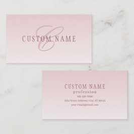 Elegante Schrift und Monogramm | Rose Ombre Visitenkarte
