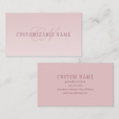 Elegante Schrift und Monogramm | Rose Ombre Visitenkarte (Vorne/Hinten)