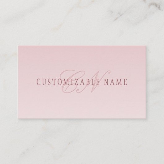 Elegante Schrift und Monogramm | Rose Ombre Visitenkarte (Vorderseite)