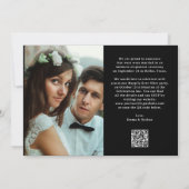 Elegante Schrift und Schwarz | QR-Code Gerade verh Einladung (Rückseite)