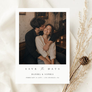 Elegante Schrift Vintage-Foto-Hochzeit Save The Date