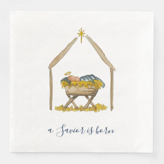 Elegante Schrift Wasserfarbe Weihnachtsgeschichte Serviette