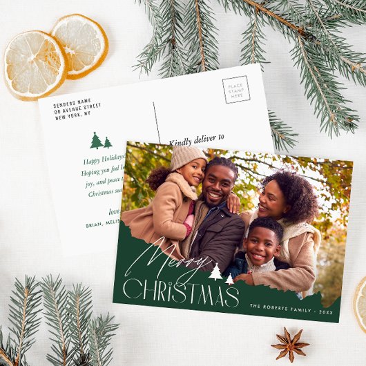 Elegante Schrift, Weihnachten des Fotos Postkarte