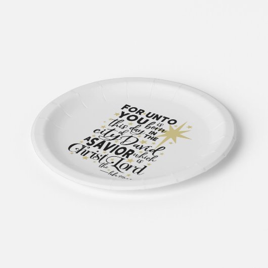 Elegante Schrift Weihnachten Geburt Christi Luke 2 Pappteller (Schrägansicht)