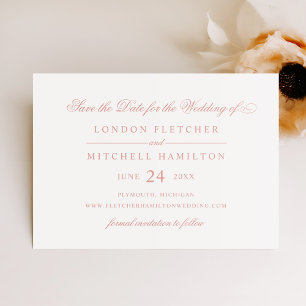 Elegante Schrift Weiß Roségold Hochzeit Save The Date