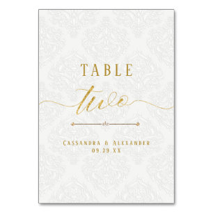 Elegante Schrift Weiße Spitze Goldene Hochzeit Zwe Tischnummer