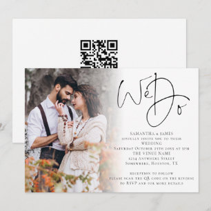 Elegante Schrift Wir erstellen Foto-Overlay QR-Cod Einladung