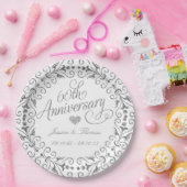 Elegante Schrift zum 60. diamantenen Hochzeitsjubi Pappteller (Party)