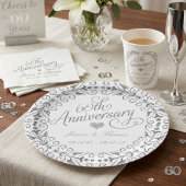 Elegante Schrift zum 60. diamantenen Hochzeitsjubi Pappteller