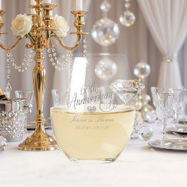 Elegante Schrift zum 60. diamantenen Hochzeitstag Weinglas Ohne Stiel