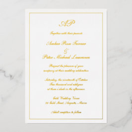Elegante Schriftart, einfaches, formelles Monogram Folieneinladung