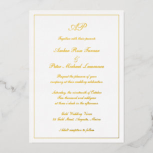Elegante Schriftart, einfaches, formelles Monogram Folieneinladung