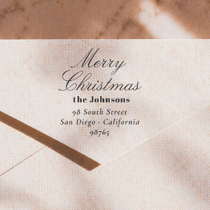 Elegante Schriftart Frohe Weihnachten Rücksendeadr Gummistempel