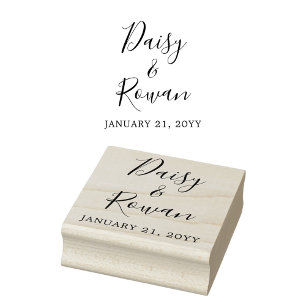 Elegante Schriftart: Namen des Paares mit Hochzeit Gummistempel