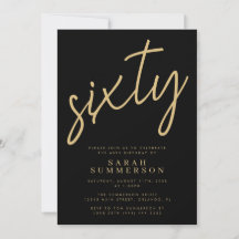 Elegante Schriftart Sixty Black Gold 60. Geburtsta