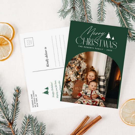 Elegante Schriften, modernes Foto frohe Weihnachte Postkarte