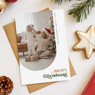 Elegante Schriftfamilien-Foto Retro-Weihnachten Postkarte