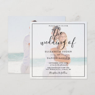 Elegante Schriftfoto-Hochzeit im Quadrat Einladung