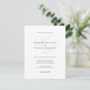 Elegante Schriftmonogramm-Initialen Weiße Hochzeit Einladung