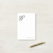 Elegante Schriftmonogramm Personalisiert Post-it Klebezettel (Auf Schreibtisch)
