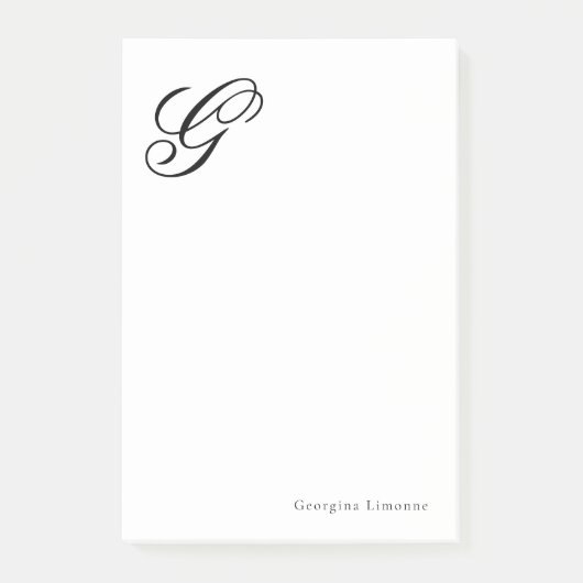 Elegante Schriftmonogramm Personalisiert Post-it Klebezettel (Vorderseite)