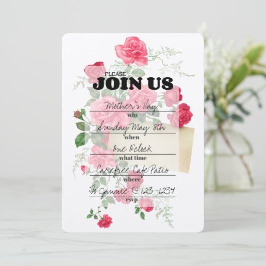 Elegante Schriftzeichen als Einladung (Stehend Vorderseite)