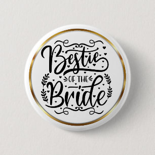 Elegante Schriftzug Bestie der Braut Goldrahmen Button