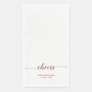 Elegante Schriftzug-Einladung zum Marone-Rot 'Chee Serviette