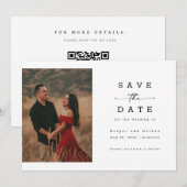 Elegante Schriftzug Foto QR-Code Hochzeit Save The Date (Vorne/Hinten)