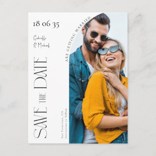 Elegante Schriftzug-Foto-Tor-Hochzeit Save the Dat Postkarte