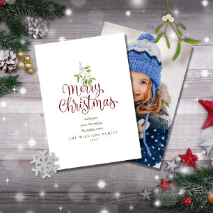 Elegante Schriftzug Frohe Weihnachten Mistelzweig