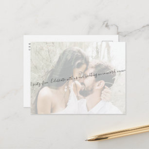 Elegante Schriftzug Paar Foto Hochzeit Termin merk Ankündigungspostkarte