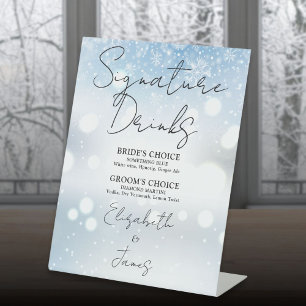Elegante Schriftzug Signature Getränke Winter Schn Sockelschild