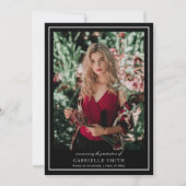 Elegante Schulabschlussfeier für Schwarzes und Gol Einladung (Rückseite)