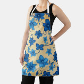 Elegante Schürze in Beige und Blauer Flora für die (InSitu)