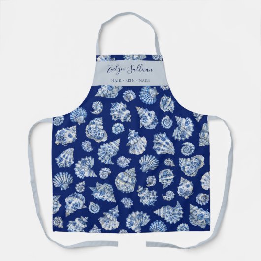 Elegante Schürze mit blauen Muscheln (Vorderseite)