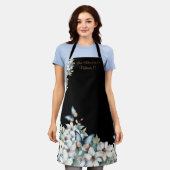 Elegante Schürze mit Blumen und Schmetterlingen (Getragen)