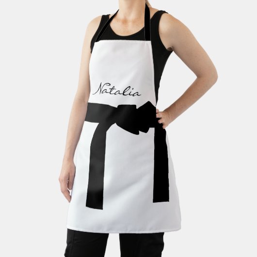 Elegante Schürze Weiß und Schwarz mit Sash (InSitu)